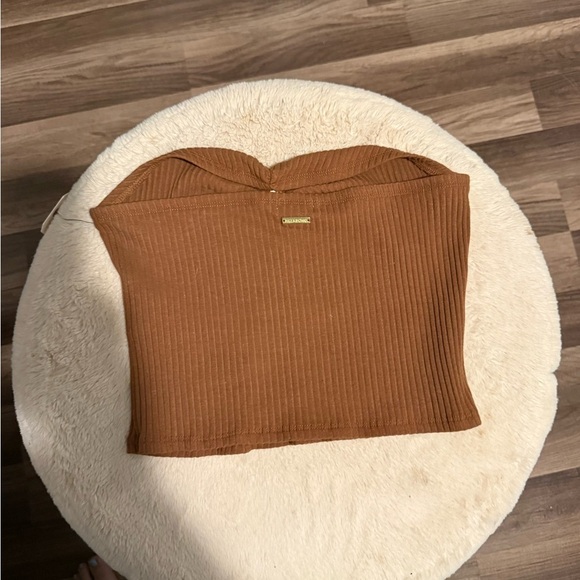Billabong Women's Tan Ribbed Crop Top size large - Picture 4 of 7